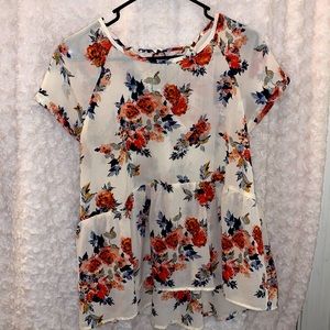 Xhilaration Medium Peplum top with criss cross back